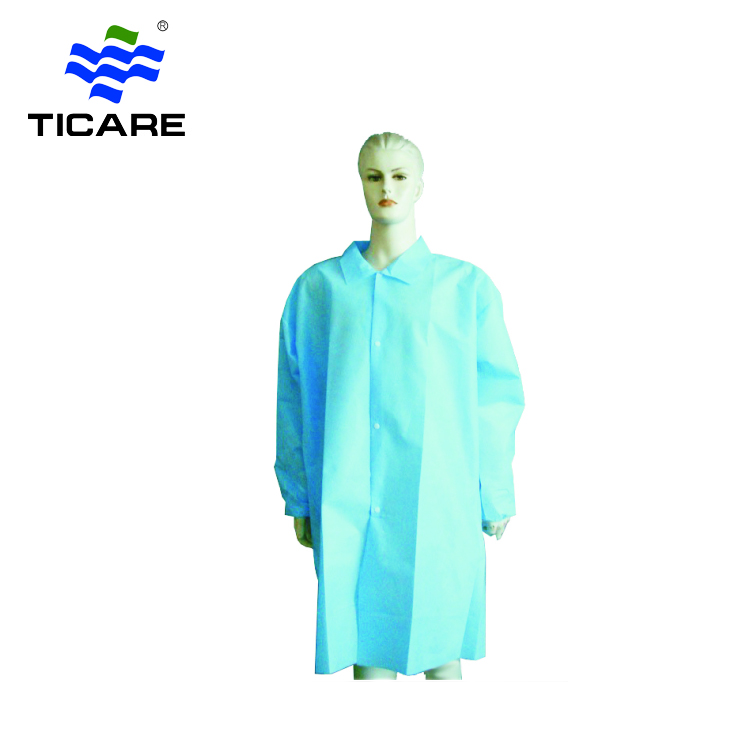Non-woven PP Lab Coat Visit Gown with Buttons Blue