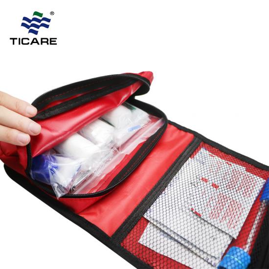 First Aid Kit Home/Auto Red Bag With Handles