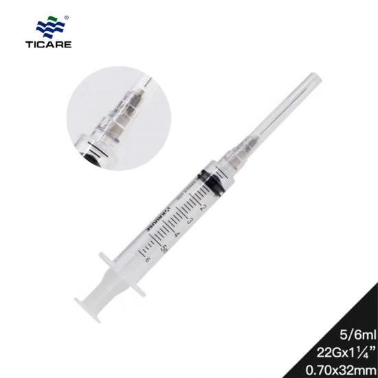 TICARE® 5 ml Luer Lock Safety Syringe 22 Gauge 1-1/4