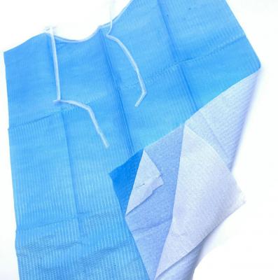 Blue Disposable Dental Bib 2Ply Paper 1Ply Pe Film 38x45cm with Tie