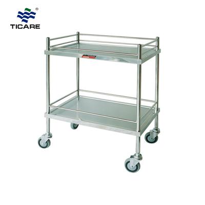 TC9040 Two Layers Stainless Steel Treatment Trolley - TICARE HEALTH