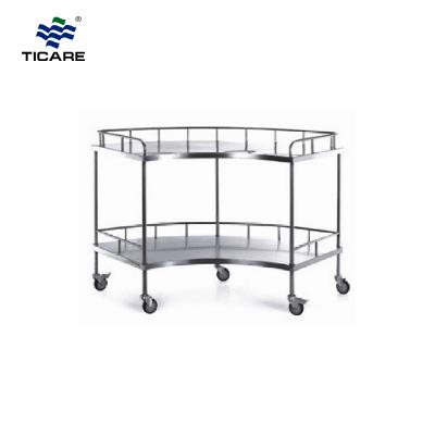 Two Layers Stainless Steel Fan Shap Instrument Trolley - TICARE HEALTH